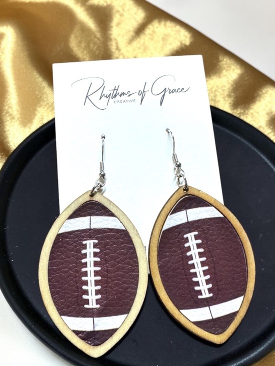 Rhythms of Grace Creative Jewelry - Football Dangle Earrings | Lightweight Faux Leather Game Day Jewelry (NWT)